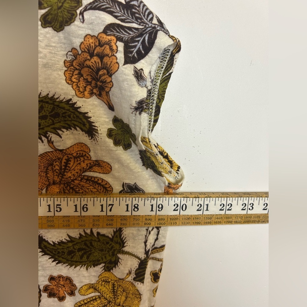 Nicole Miller Floral Print Blouse 100% Linen Size M Fall Cottagecore boho - Picture 4 of 10